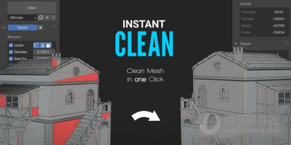 InstantClean(Blender布线优化去除插件)V1.2.0免费版					
						版本